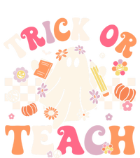 Groovy Teacher Halloween Retro Trick Or Teach Floral Ghost Gift Pom Pom 12in Knit Beanie