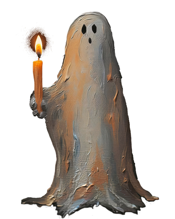 Halloween Ghost Holding Candle Spooky Gift T-Shirt