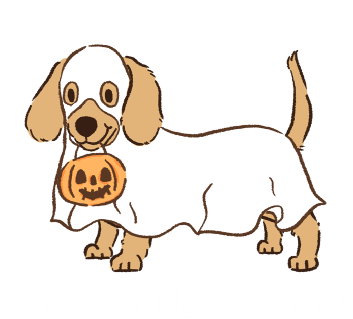 Happy Halloweenie Dachshund Dog Ghost Lazy Halloween Costume Gift T-Shirt