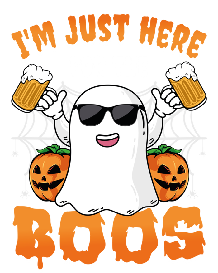 IM Just Here For The Boos Party Funny Halloween Ghost Cute Gift Stripe Pom Pom Beanie