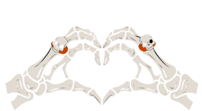 Skeleton Hands Heart Sign Retro Halloween Costume Gift Women's Tri-Blend 3/4-Sleeve Raglan Shirt