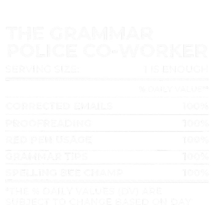 Nutritional Facts The Grammar Police Coworker Work Party Baby Bodysuit