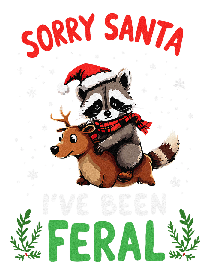 Funny Christmas Holiday Raccoon Sorry Santa IVe Been Feral 7-Panel Snapback Hat