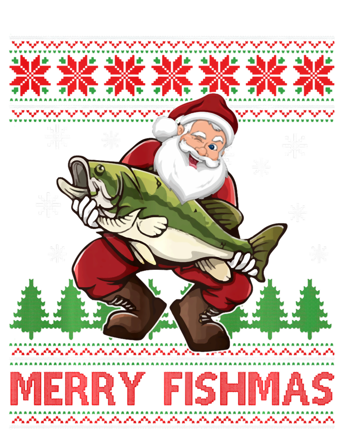 Fun Merry Fishmas Santa Fishing Ugly Christmas Sweater Style T-Shirt