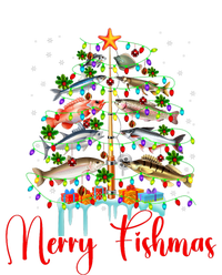 Merry Fishmas Christmas Tree Lights Fish Fishing Rod Canvas