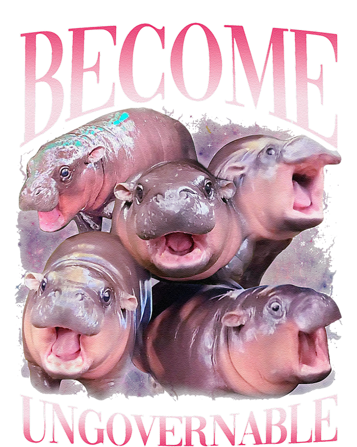 Become Ungovernable Moo Deng Funny Baby Hippo Flat Bill Trucker Hat