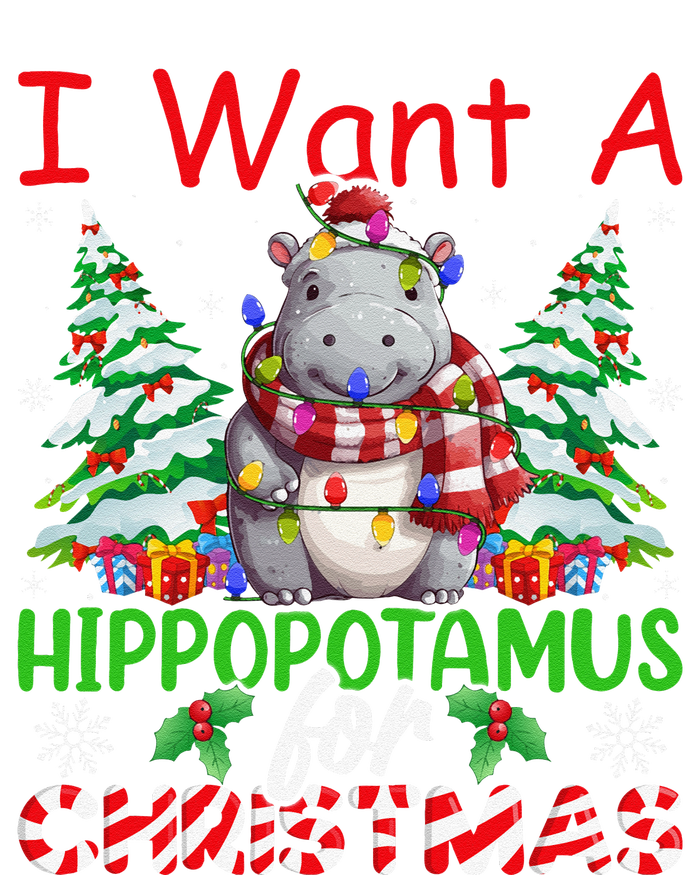 Hippo Xmas Tree Lights I Want A Hippopotamus For Christmas Gift Women's V-Neck T-Shirt