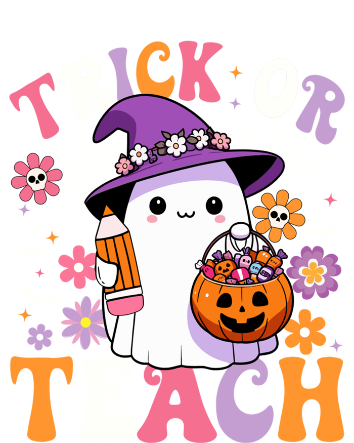 Trick Or Teach Groovy Teacher Ghost Funny Halloween Teacher Gift Kids Long Sleeve Shirt