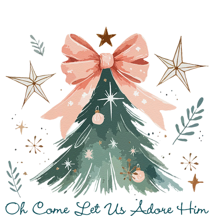 Oh Come Let Us Adore Him Jesus Christmas Tree Coquette Bow Premium T-Shirt