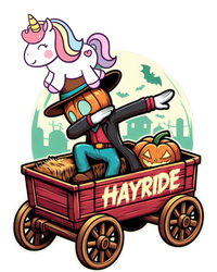 Unicorn Dabbing Halloween Haunted Hayride Wagon Cute Gift T-Shirt