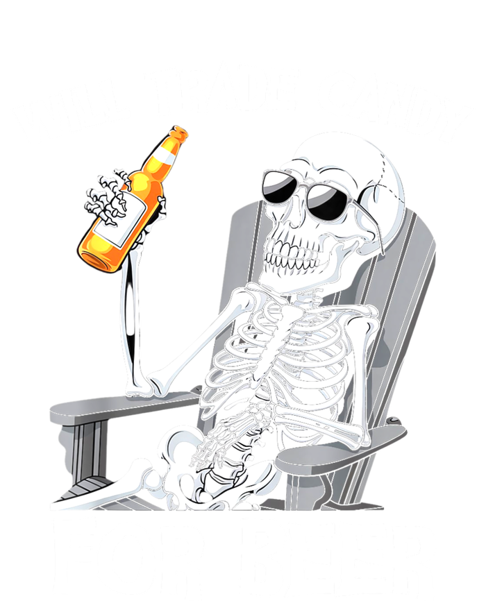 Will Trade Candy For Beer Bottle Skeleton Halloween Funny Womens CVC Long Sleeve Shirt