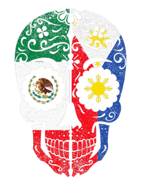 Mexican Filipino Flag Mexico Philippines Sugar Skull Cropped Pullover Crew