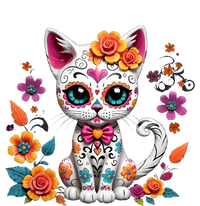 Floral Cat Sugar Skull Day Of The Dead Dia De Los Muertos Bella+Canvas Jersey Crop Tee