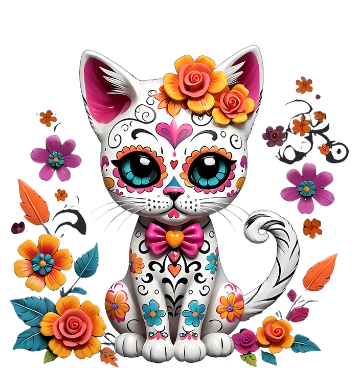 Floral Cat Sugar Skull Day Of The Dead Dia De Los Muertos Bella+Canvas Jersey Crop Tee