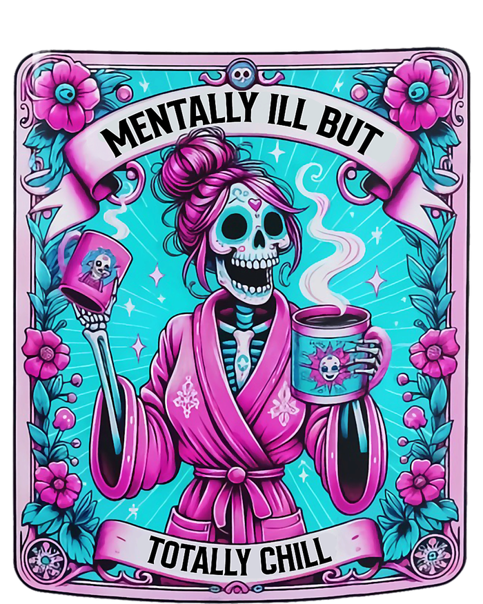 Skeleton Coffee Tarot Card Mentally Ill But Totally Chill Metallic Star Ornament