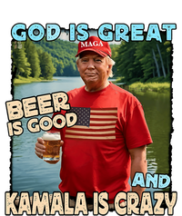 God Is Great Beer Is Good And Kamala Are Crazy Funny Trump Women's V-Neck T-Shirt