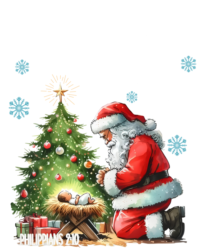 Every Knee Shall Bow Santa Christmas Nativity Scene Xmas High Crown Mesh Back Trucker Hat