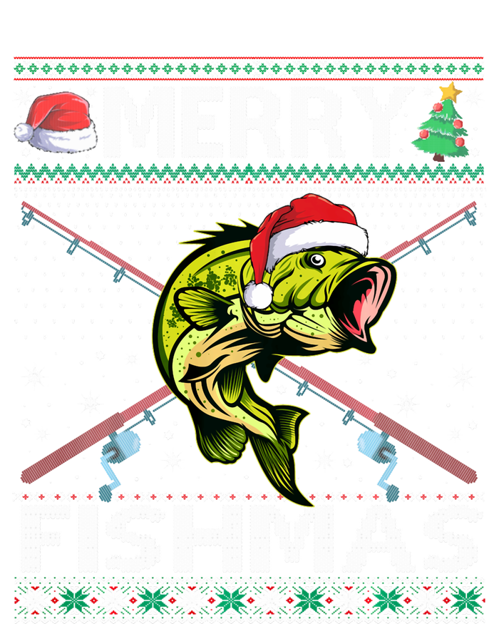 Merry Fishmas Bass Fish Fishing Christmas Ugly Sweater Xmas Sweat Dry Zone Grid Polo