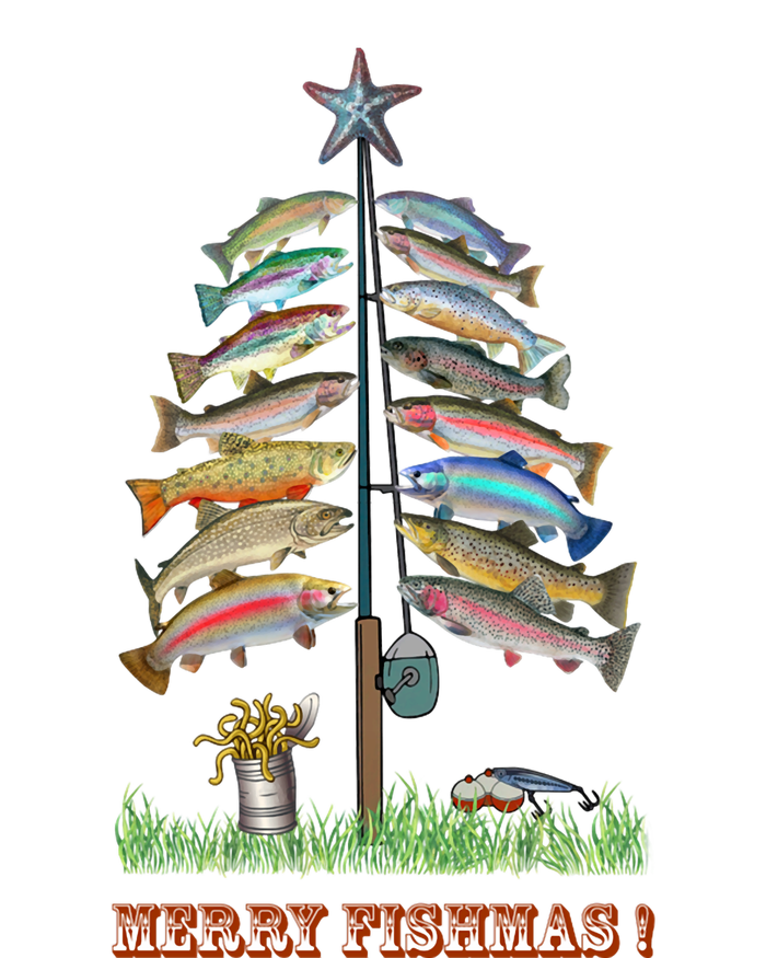 Merry Fishmas Christmas Fish Tree Xmas Lights Fishing Rod Magnet