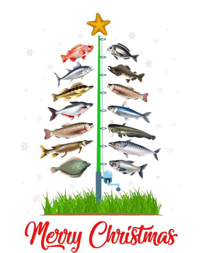 Merry Fishmas Christmas Tree Fish Fishing Grommeted Golf Towel