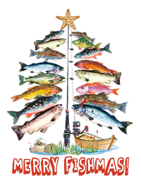 Merry Fishmas Christmas Tree Fish Fishing Cropped Pullover Crew