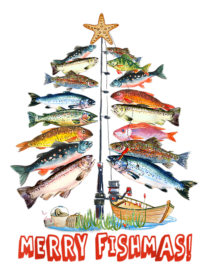 Merry Fishmas Christmas Tree Fish Funny Fishing T-Shirt