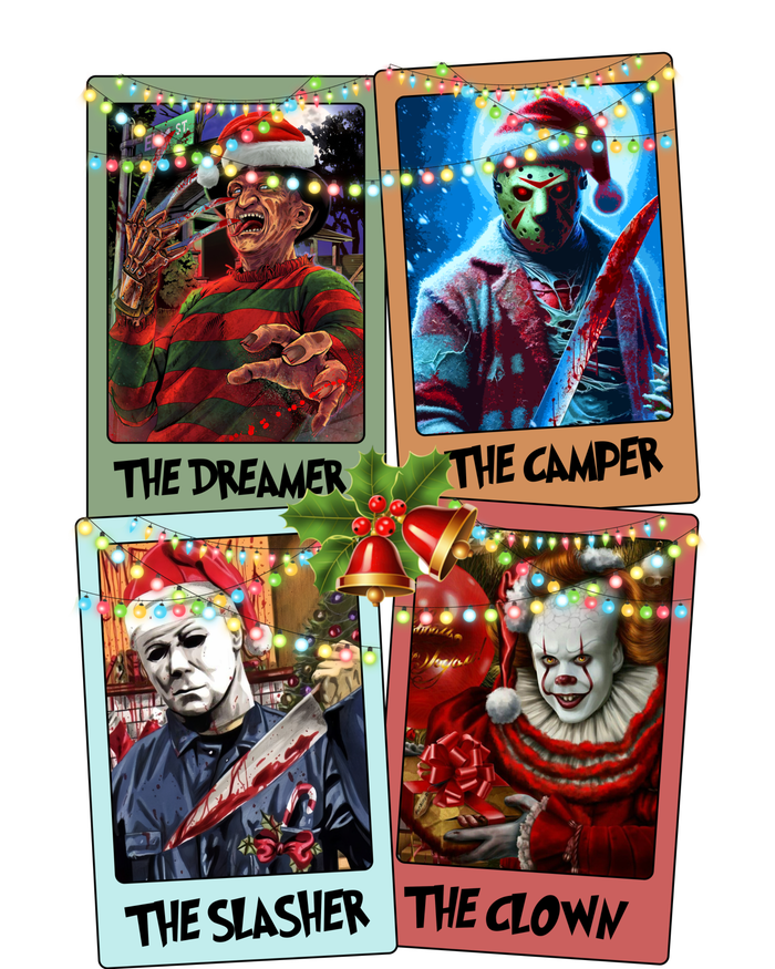 Horror Friends Merry Creepmas Krueger Dreamer Voorhees Camper Myers Ladies Long Sleeve Shirt