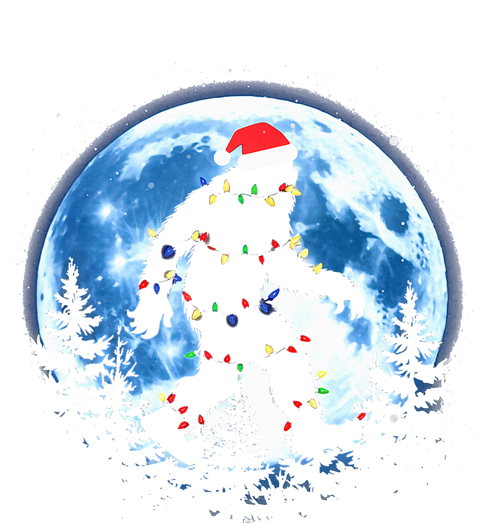 Bigfoot Christmas Lights Santa Hat Sasquatch Moon Xmas T-Shirt