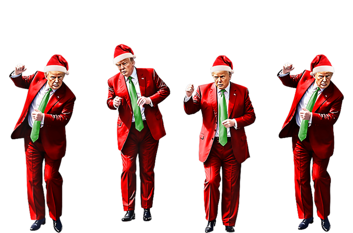 Funny Trump Dance Santa Claus Christmas Xmas Pajamas Holiday Cropped Pullover Crew