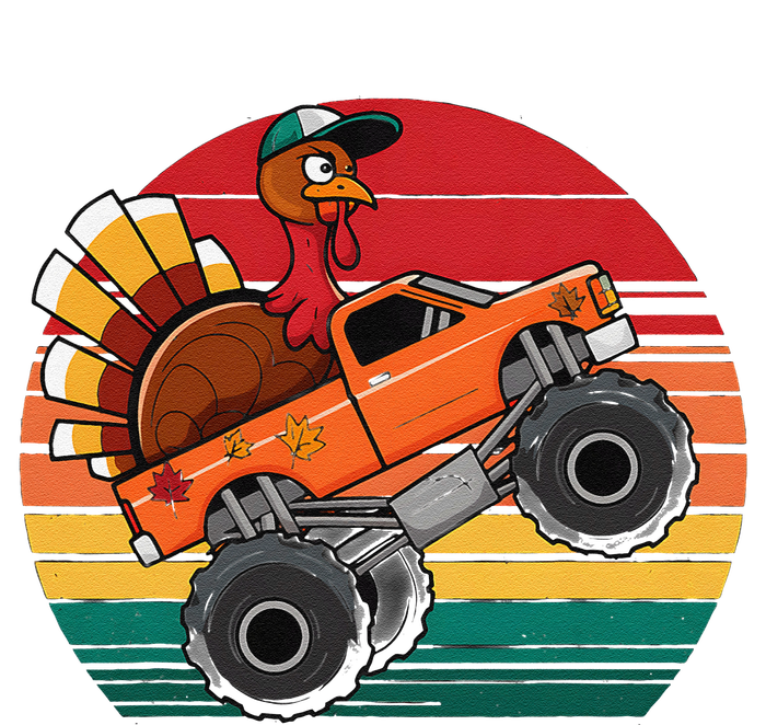 Monster Truck Funny Turkey Sunset Retro Thanksgiving T-Shirt