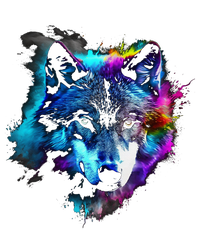 Wolf Art Colourful Animal Motif Artwork Wolf Dry Zone Grid Polo