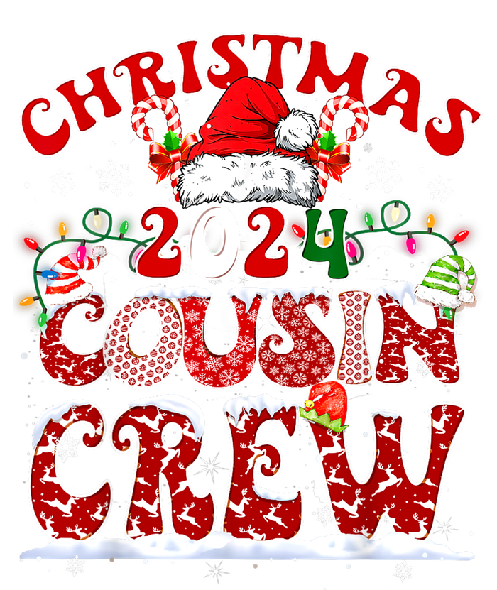 Cousin Crew Xmas Lights Santa Hat Christmas 2024 Pajamas Gift T-Shirt