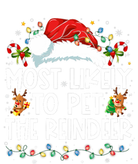 Most Likely To Pet The Reindeer Funny Christmas High Crown Mesh Back Trucker Hat