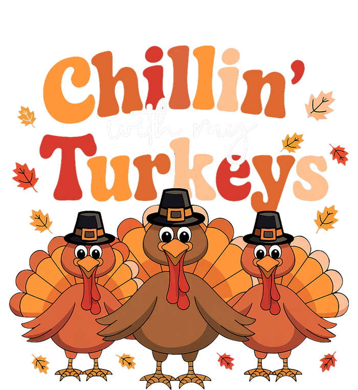 Chillin With My Turkeys Thanksgiving Family Matching Women's Racerback Cropped Tank