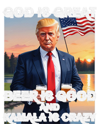 God Is Great Beer Is Good And Kamala Are Crazy Funny Trump Flat Bill Trucker Hat