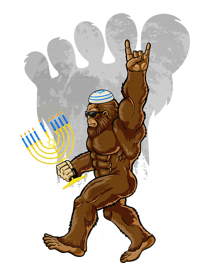 Funny Jewish Bigfoot Menorah Happy Hanukkah Chanukah Pajamas Softstyle Adult Sport Polo