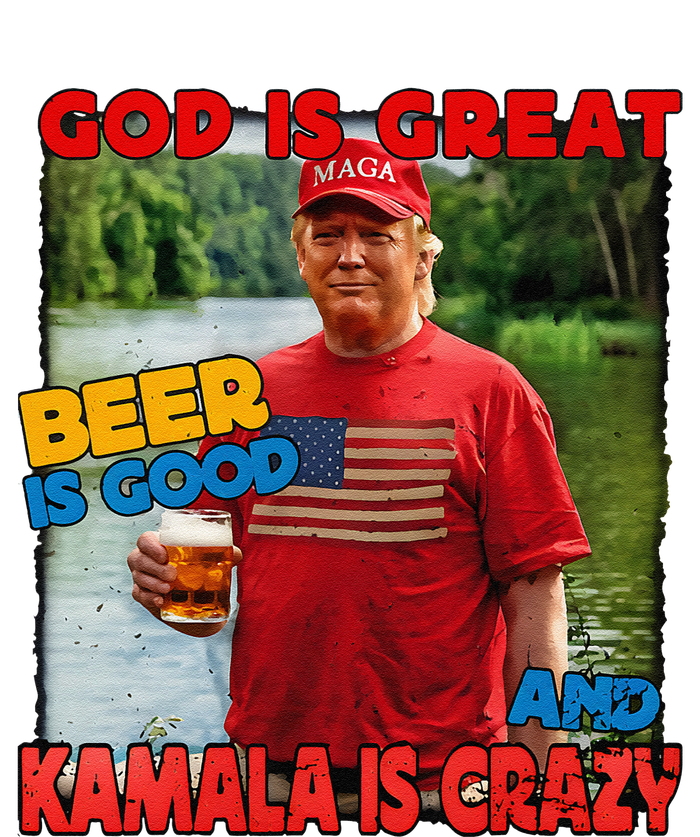 God Is Great Beer Is Good And Kamala Are Crazy Funny Trump Impact Tech Backpack