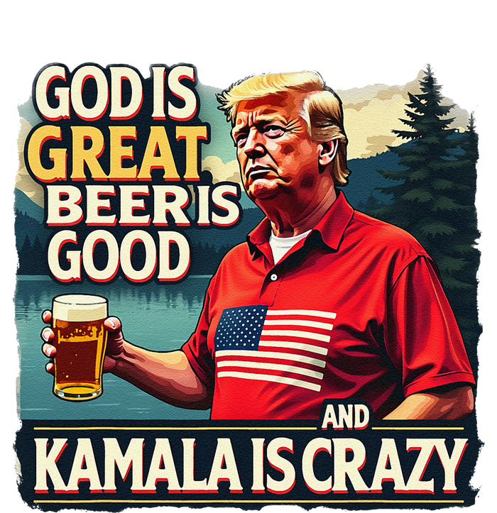 God Is Great Beer Is Good And Kamala Are Crazy Funny Trump USA-Made Doggie Bandana