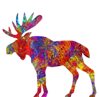 Colorful Canadian Moose Abstract Paint Wildlife USA-Made Snowflake Beanie