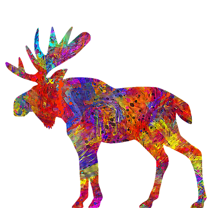 Colorful Canadian Moose Abstract Paint Wildlife USA-Made Snowflake Beanie