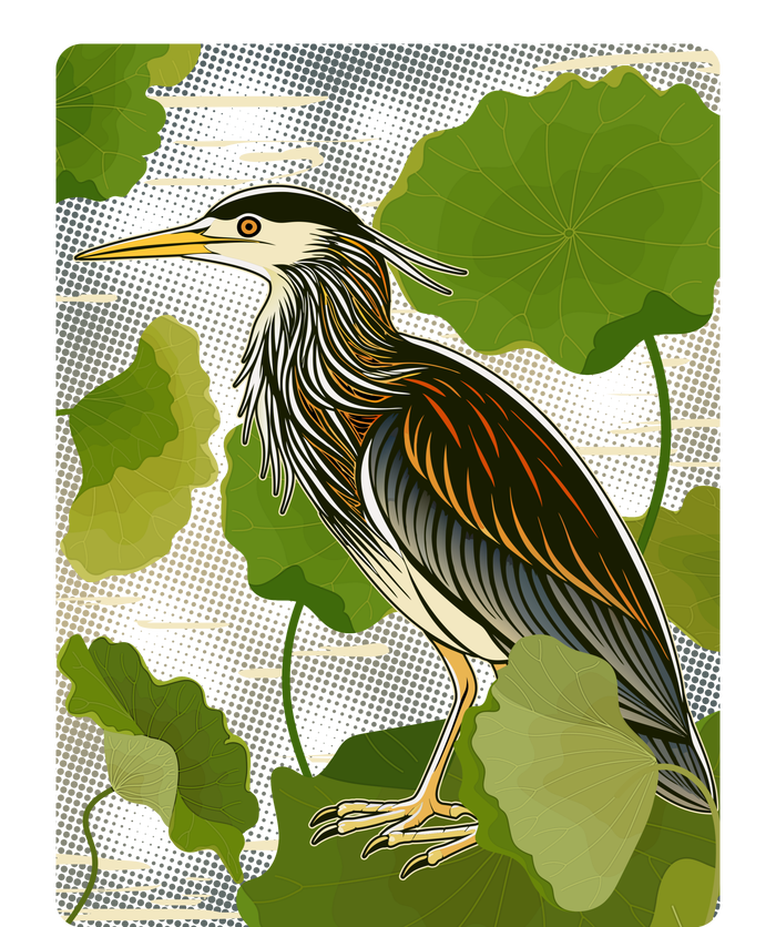 Vintage Retro Green Heron Bird T-Shirt