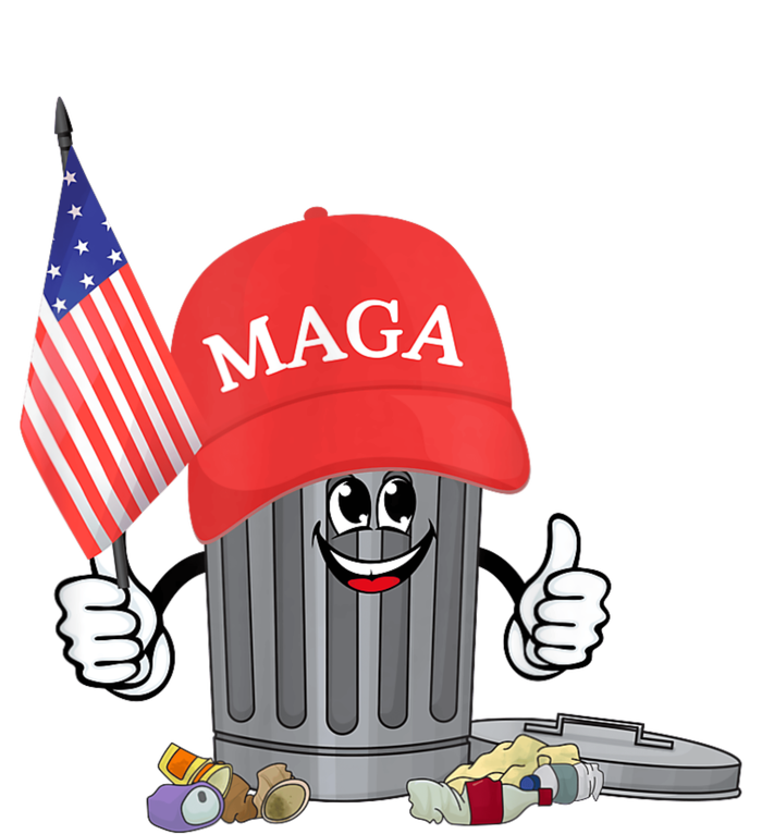 Funny Trump Maga Garbage Can Cartoon Character American Flag Button