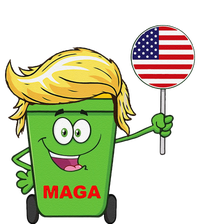 Funny Trump Maga Cartoon Garbage Can American Flag Gift T-Shirt