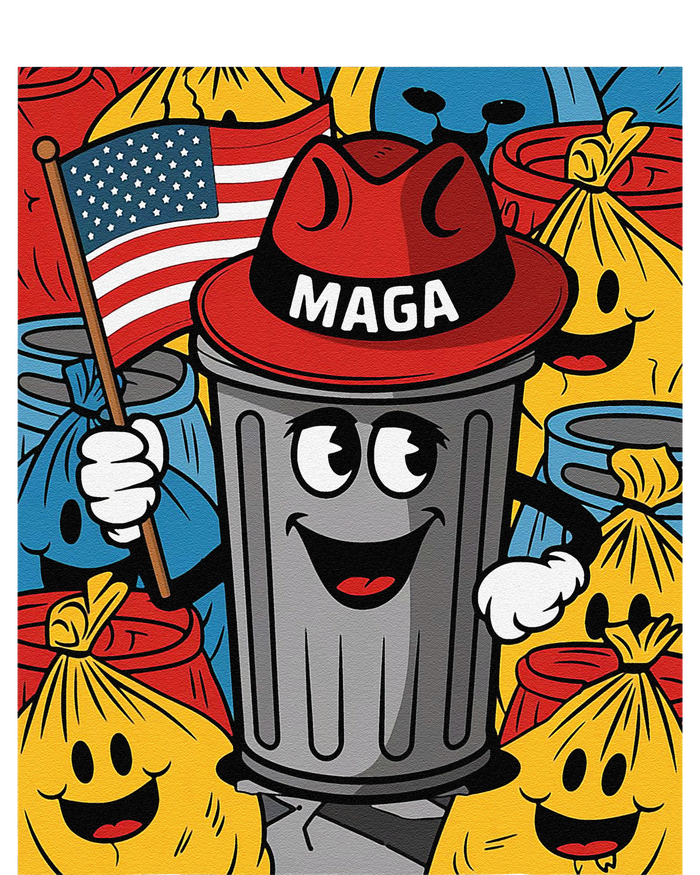 Proud Maga Garbage Trump Supporter Trash Can Cartoon Funny Full-Length Apron With Pockets