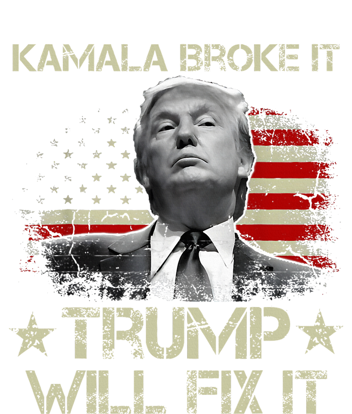 Kamala Harris Broke It Trump Will Fix It Usa Flag Trump Cool Women's Racerback Cropped Tank