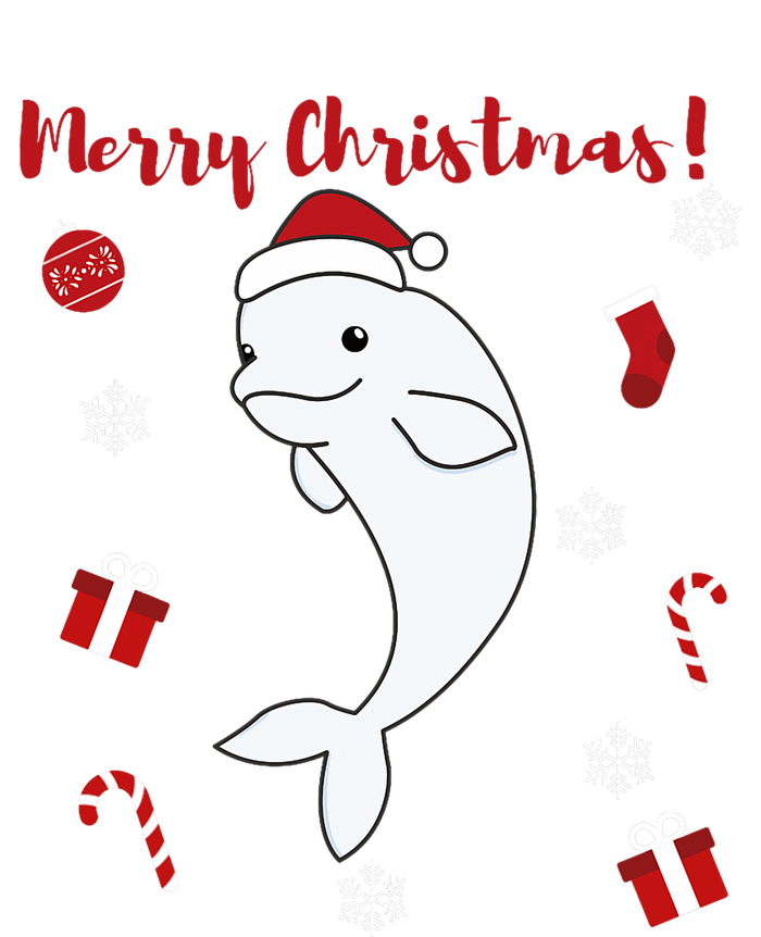 Beluga Cheerful Christmas Santas Hat Sweet Animals Whale T-Shirt