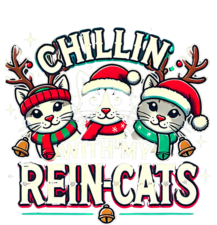 Christmas Cat Lover Christmas Chillin With My Reincats Striped Beanie with Solid Band