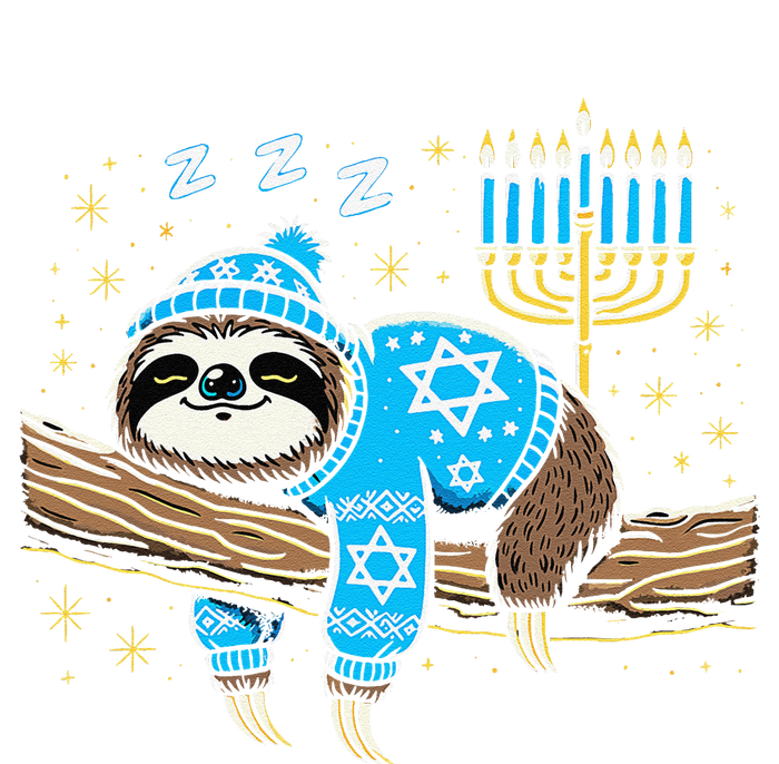 Funny Hanukkah Sloth Jewish Chanukah Sleeping Hanukkah Pjs Valucap Bio-Washed Visor