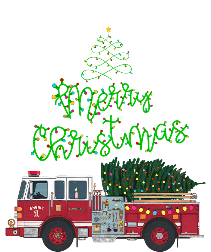 Merry Christmas Firetruck Xmas Tree Lights T-Shirt