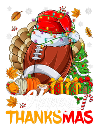 Merry Thanksmas Football Santa Hat Thanksgiving Christmas T-Shirt